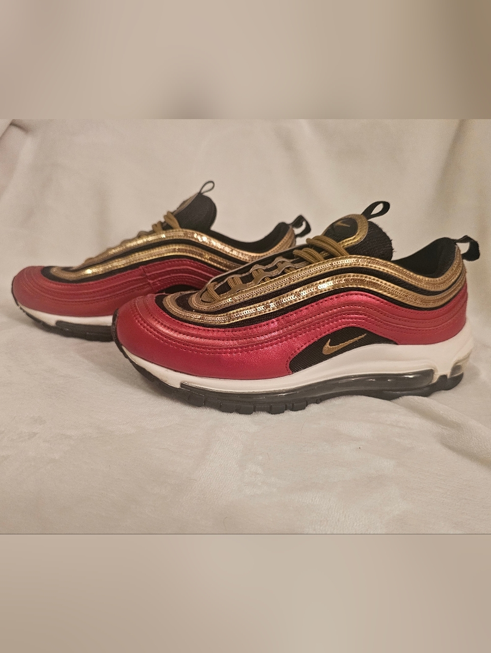Nike Air Max 97 Gold And Red Sequin Sneaker 